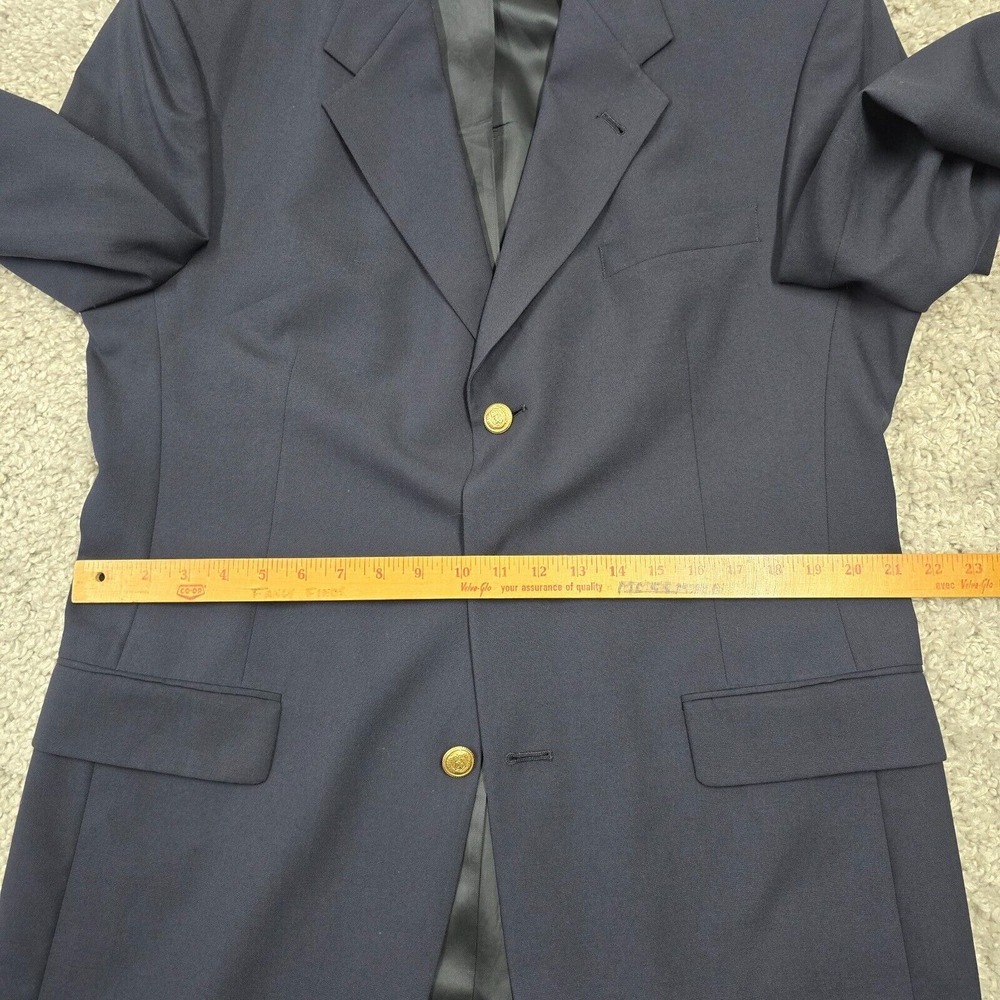 Hart Schaffner Marx Mens Wool Blazer 42L 3 Button Navy Business Formal - Picture 12 of 16